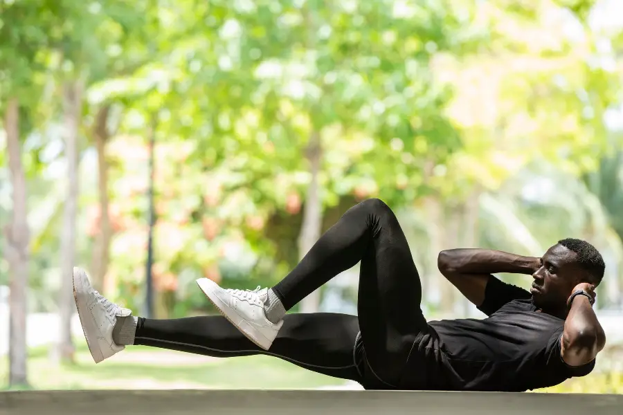Full shot man training outdoors